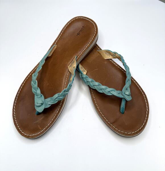 OluKai Shoes - Olukai Kahiko Braided Leather Thong Sandals Sz 8 Flip Flops Turquoise Boho Flat